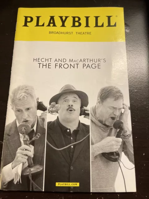 Hecht and MacArthur's The Front Page Original Broadway Playbill