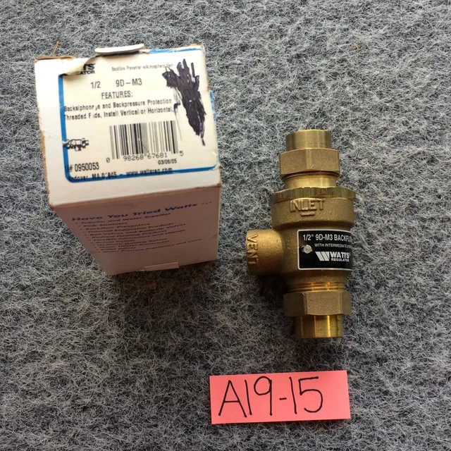 Watts 9D-M3 Backflow Preventer 1/2" Nos