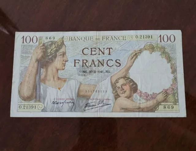 Ancien Billet Cent 100 Francs SULLY Ed. 1941 Collection Banque de France