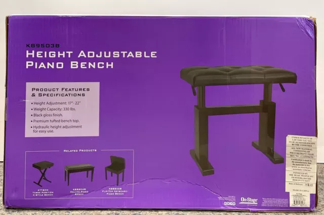 On stage kb9503b height shop adjustable piano bench