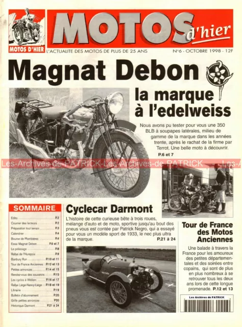 MOTOS D'HIER   6 MAGNAT DEBON 350 BLB CYCLECAR DARMONT SPORT Banbury Run 1998