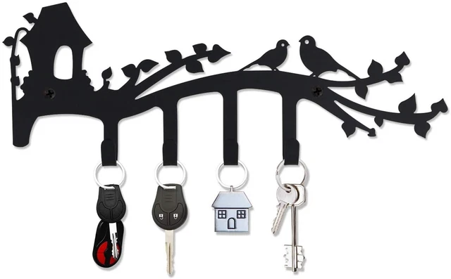 Wall Mounted Iron Key Holder with 4 Key Hooks Organizer for car or house keys 2