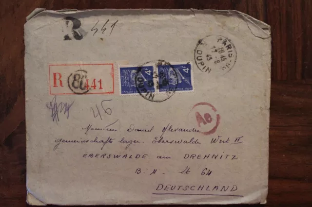 1943 STO Pétain France cover ww2 Censure Lager Eberswalde Dt Reich Reco R 80