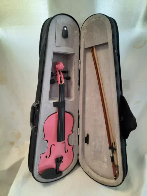 New 4/4 Full Size Acoustic Violin Set with Case Bow Rosin Bridge Pink