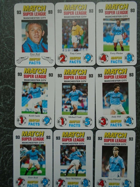 MATCH SUPER LEAGUE 1993 set squadra uomo città 15 carte manchester city reid bianco