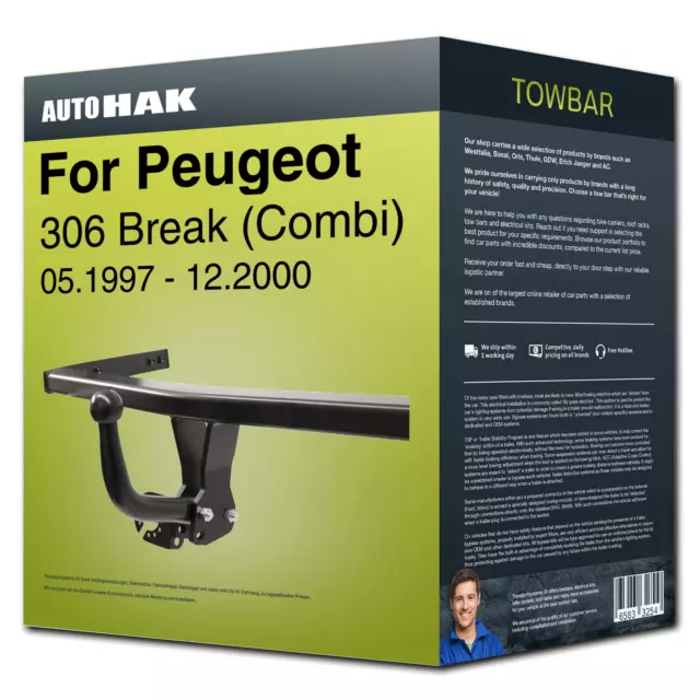 Towbar fixed ›for PEUGEOT 306 Break (Combi) 05.1997-12.2000 Auto Hak NEW