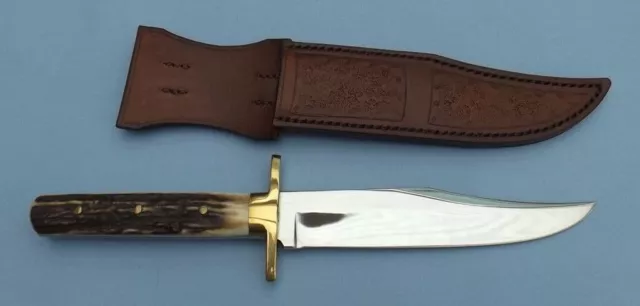 Handgefertigtes Wikingermesser mit hohem Edelstahlgriff aus Sumpfhirschhorn, 13