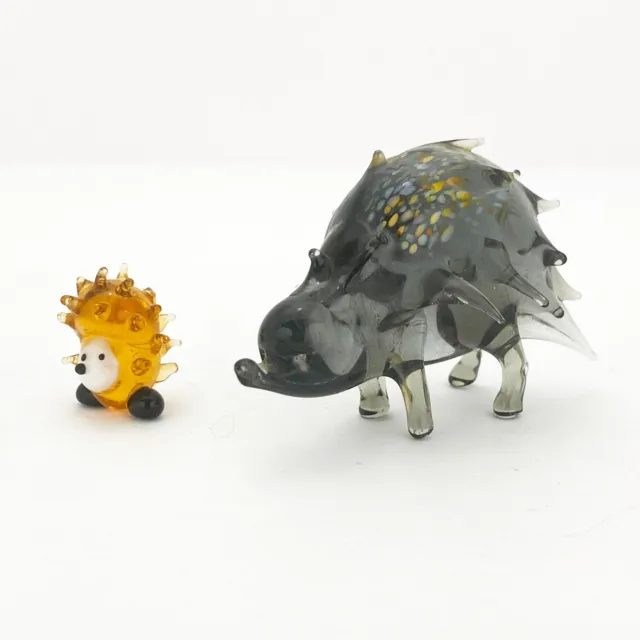 Vintage Blown Glass Tiny Miniature Hedgehog Echidna Porcupine Figurine Swarovski