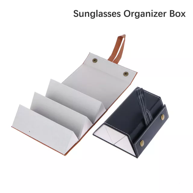 Eyeglasses Storage Folding Portable Glasses Travel PU Leather Case Home Stora(-)