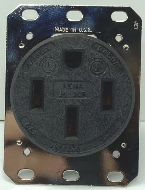 Hubbell Wiring Device -Kellems Receptacle, 50 A Amps, 125/250V AC,HBL9450A