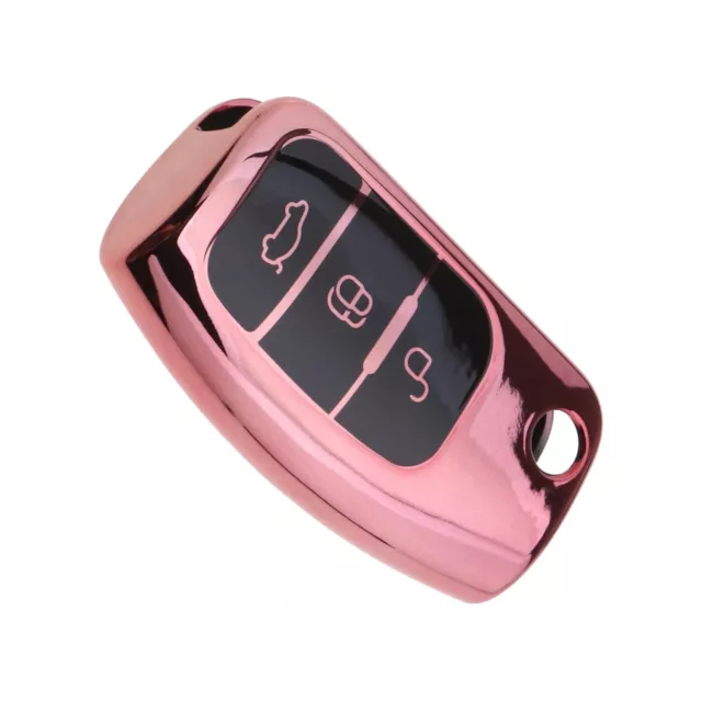 Pink Car Key Cover Finish TPU Compatible with Ford Focus Fiesta C-Max S-Max