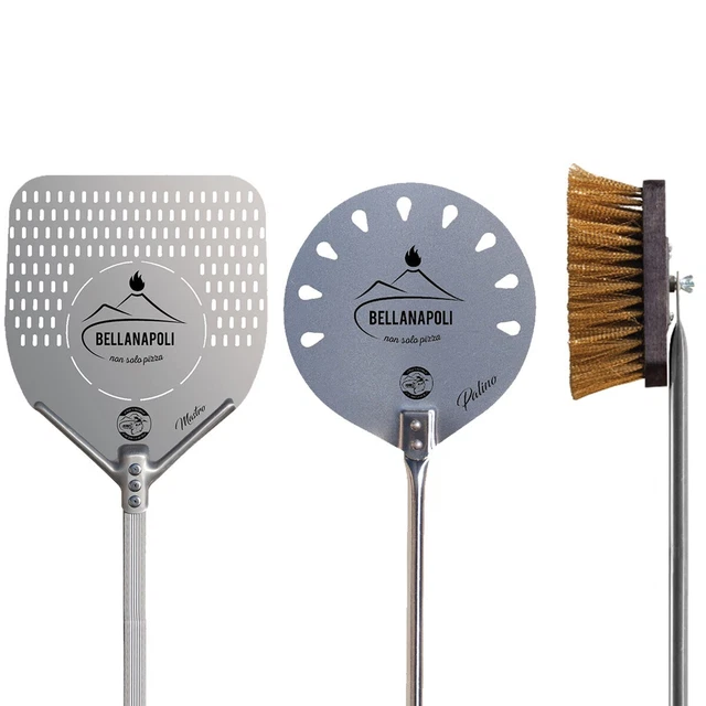 Set de 2 pelles a pizza 33 x 33 cm et Ø 22 Cm + Brosse Manche 150 cm Qualité pro