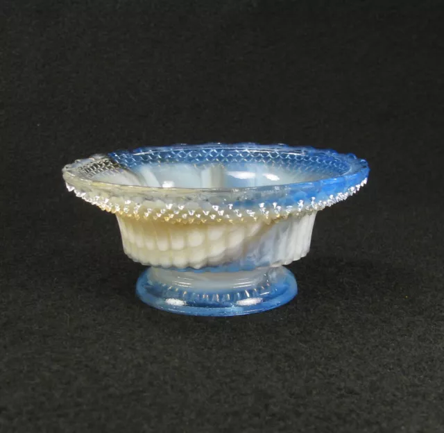 Degenhart Glass Henry's Blue Slag Star and Dewdrop Salt Dip - April 1978