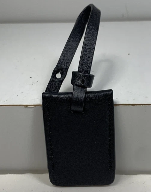* TUMI ID Hang Tag Gold Metal Logo Black Leather Loop for Suitcase Bags      (K) 2