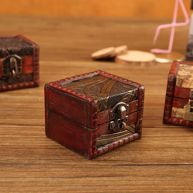 Chinese Style Vintage Wooden Jewelry Box With Lock For Earrings Storage Box ose#