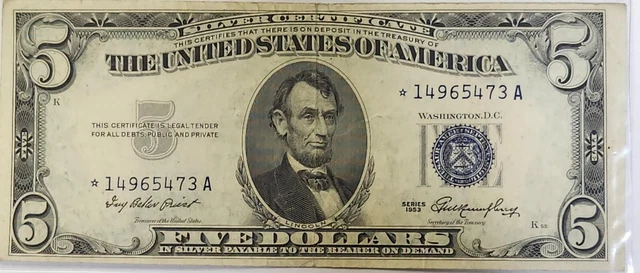 Fr. 1655*1953 $5 *Star Note* Five Dollars Silver Certificate