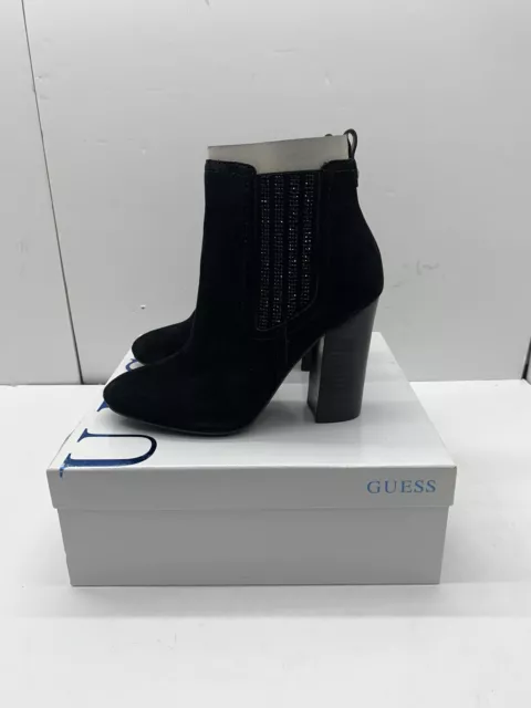 Guess Damen Slipper Schwarz Wildleder Stiefeletten 4 Zoll Blockabsatz - NEU mit Box 3