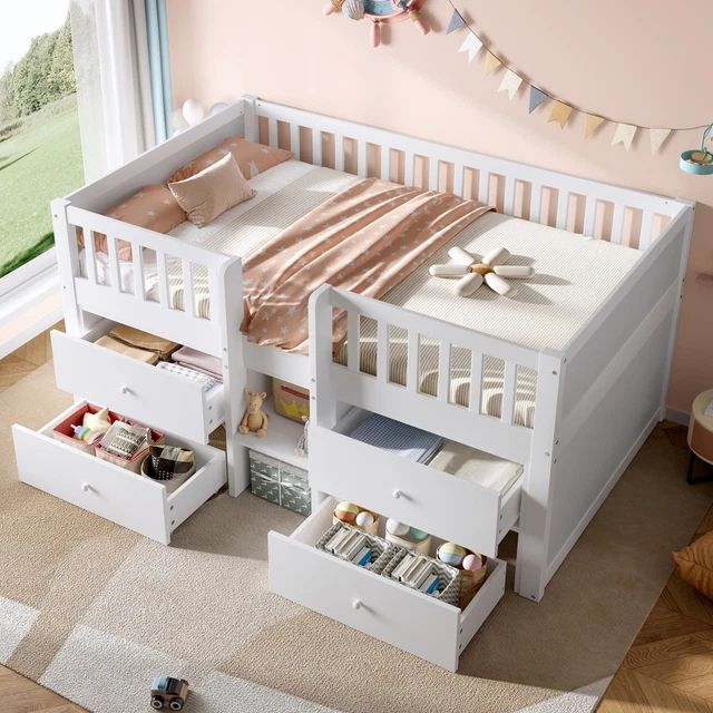 3FT CHILDREN'S MID Sleeper Cabin Bed Frame, Kids Single Bed with ...