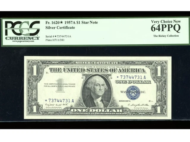 1957-A $1 Silver ⭐️STAR Fr. 1620* PCGS 64 PPQ Serial *73744731A