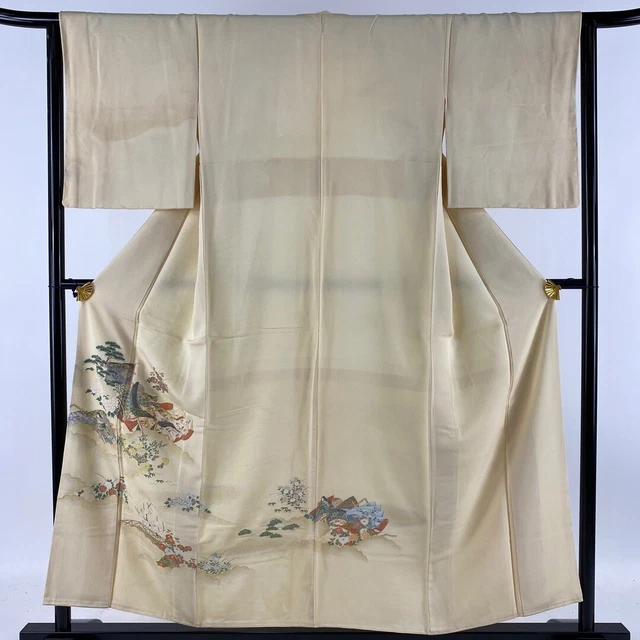 JAPANESE KIMONO IROTOMESODE 154.5cm 5' 1" PURE SILK VINTAGE ANTIQUE 6430