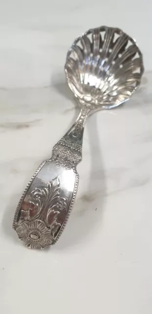 antique silver plate ornate sugar sifter spoon