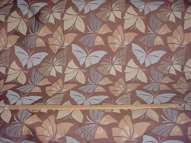 19-1/8Y Robert Allen Duralee Dusty Gold Mocha Sky Butterfly Upholstery Fabric