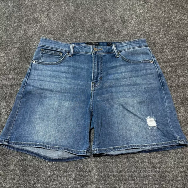 Lucky Brand Shorts Womens 10/30 Blue Denim Cotton Blend Distressed Ava Pockets