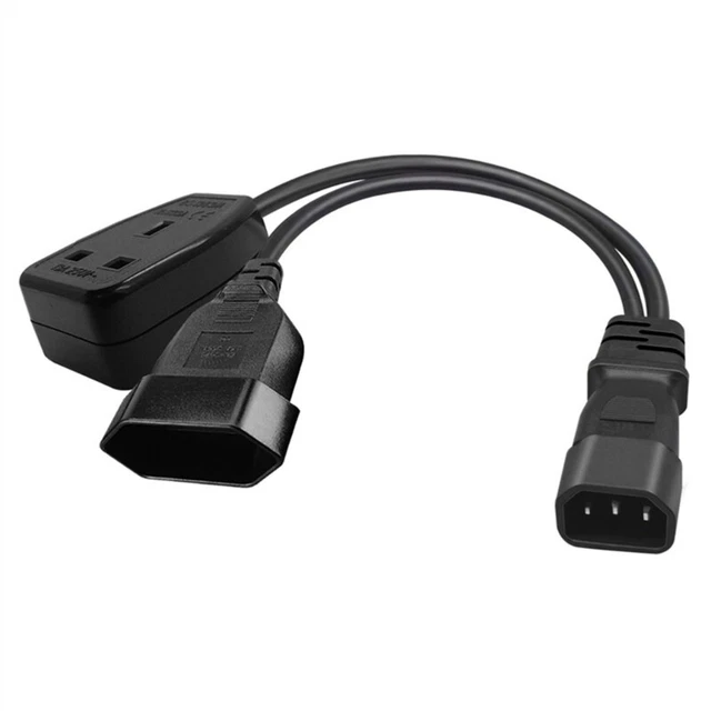 Y-splitter Power Cord C14 to UK+EU4.0mm Connector Adapter Wire Power Wire Line