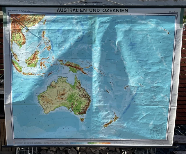 AUSTRALIA & OCEANIA 1969 Roll Map School Wall Chart 175x230cm No. 027 £ ...