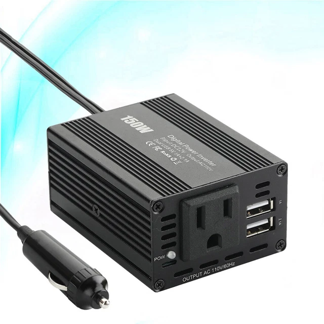 Inverter auto 150 W 12V DC a 110V AC convertitore sinusoidale doppio alimentatore auto USB (