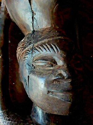 Antique African Superstructure Mask Sculpture Large African Wood Carving 3