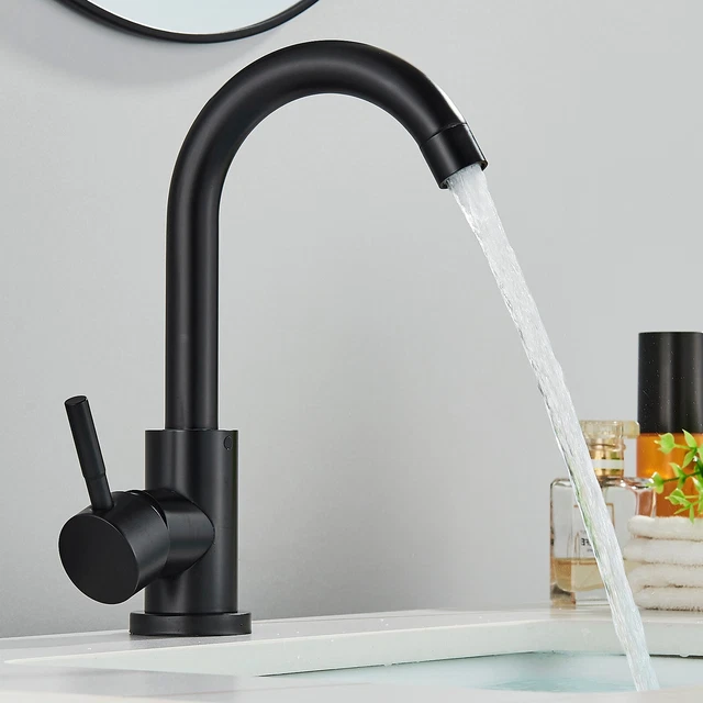 Schwarz Badezimmer Waschbecken Wasserhahn Einhand-Mischbatterie Wasserfall DHL