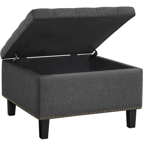 Banc Long De Rangement Avec Siège Et Coffre - Bois Noir - 118 Cm - Parfait Pour Chambre Ou Salon