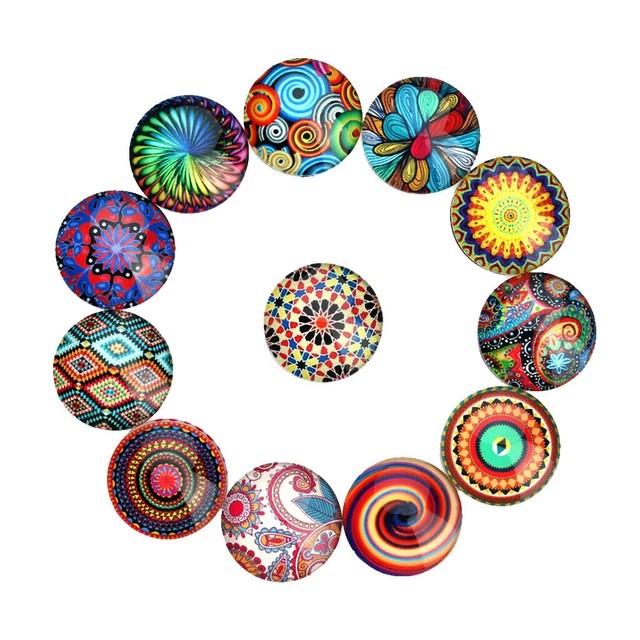 20pcs 12mm Round Handmade Flatback Glass Cabochon Dome Cameo Jewelry Setting