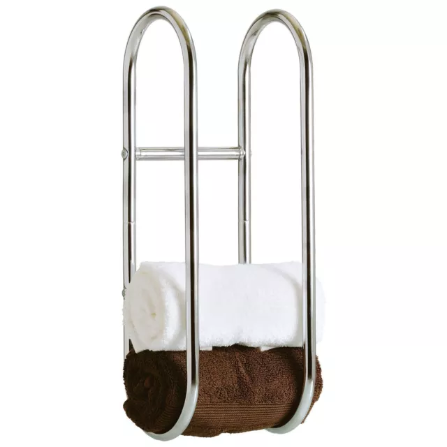 Stylish Towel Holder Bathroom Kitchen Bath Wall Mounted Rail Rack Chrome New