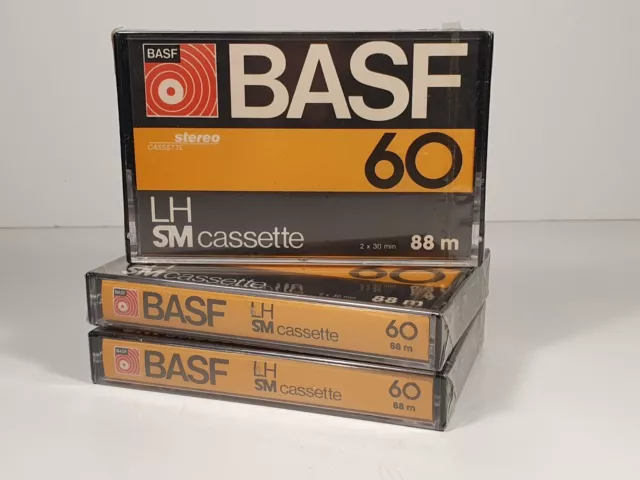 Lot de 3 Cassettes BASF LH 60 min Neuves - New & Sealed Audio K7