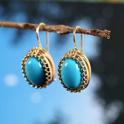 Vintage 925 Silver Drop Earrings for Women Turquoise Jewelry Gifts A Pair/set