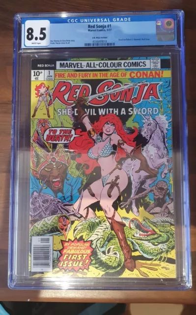 Red Sonja #1 Cgc 8.5 White Pages Key Uk Price Variant 1977 Bronze Age