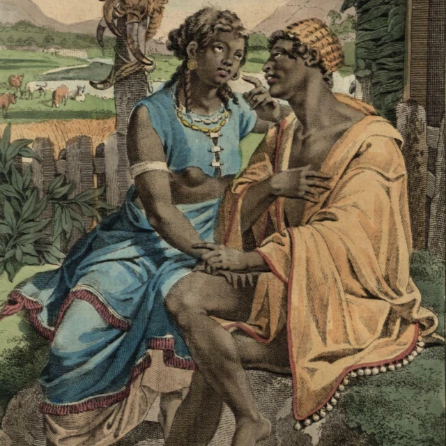 Africa Madagascar male & female natives 1836 beautiful ethnic costume print