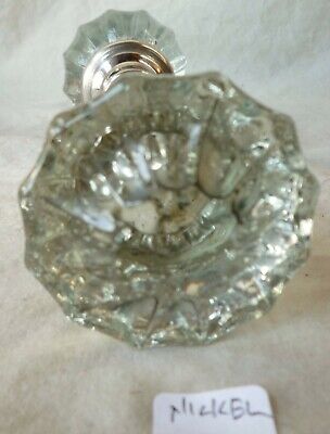 Door Knobs (pair)12 pointed ANTIQUE NICKEL PLATED & CRYSTAL GLASS