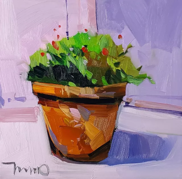 JOSE TRUJILLO Oil Painting IMPRESSIONISM Collectible ORIGINAL Still Life Plant