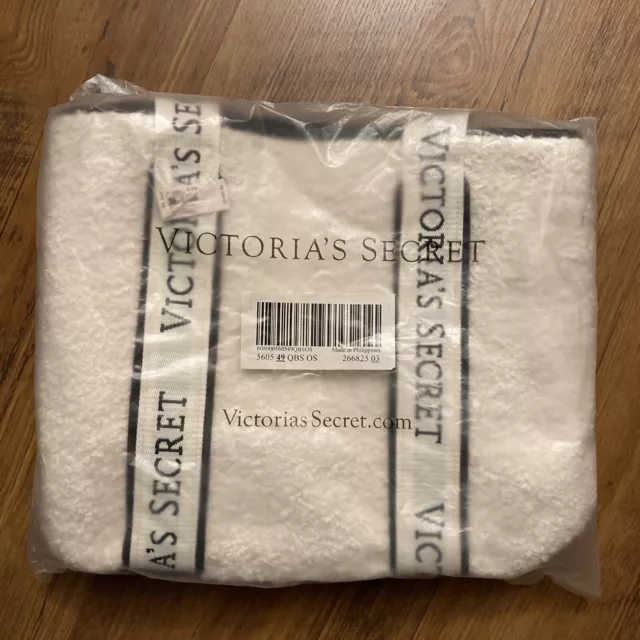 VICTORIAS SECRET LARGE Tote Bag Cozy Plush Sherpa Fleece Ivory Off