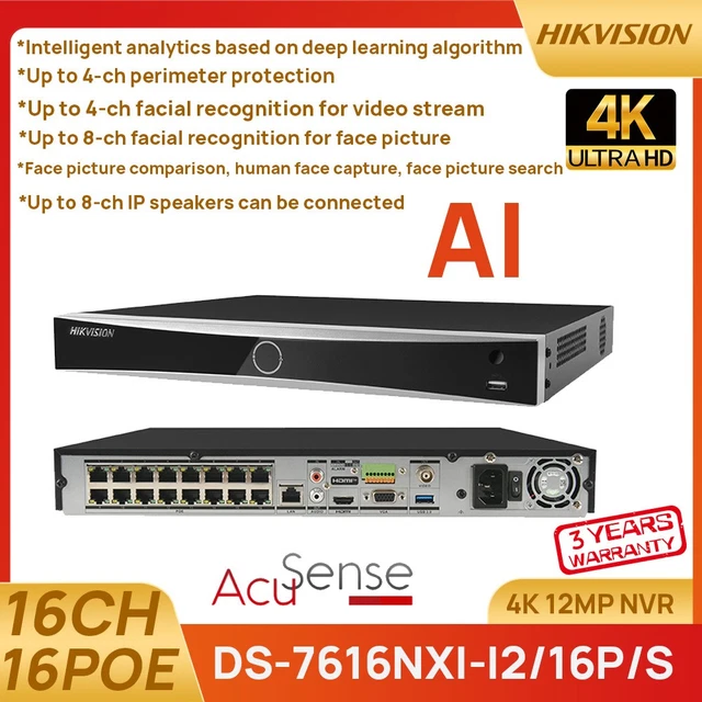 Hikvision 4K AcuSense NVR DS-7616NXI-I2/16P/S 16CH 16PoE Facial Recognition 1U e Hikvision 4K AcuSense NVR DS-7616NXI-I2/16P/S 16CH 16PoE Facial Recognition 1U e