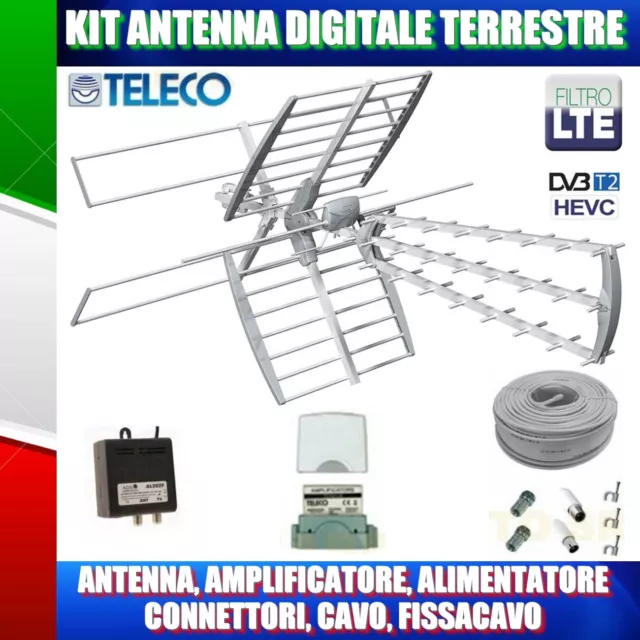 KIT COMPLETO ANTENNA COMBO TV DIGITALE TERRESTRE SWING 45 ELEMENTI 35db 2