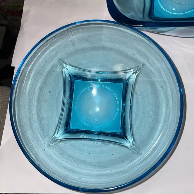 Price Drop‼️60s(3)-Capri Colony azure blue glass bowls by Hazel Ware lot of 3 2