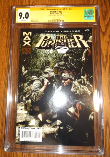 The Punisher #52 Rare Garth Ennis Signed CGC 9.0 VF/NM SS 1st Print Max Marvel