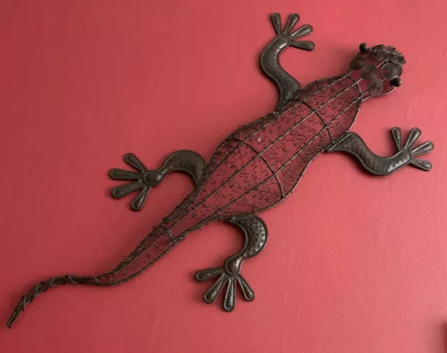 Grosse schöne Deko Eidechse/Gecko aus Metall für die Wand