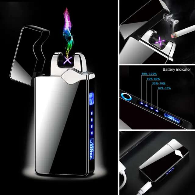 Dual Arc Plasma Lighter Electric Flameless Windproof USB Rechargeable Lighters