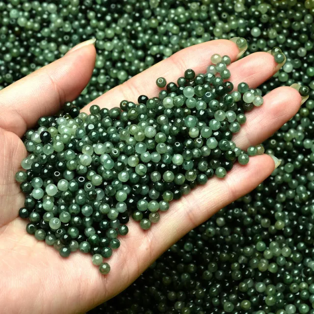 Fine Natural Green Chinese Jade/Jadeite Loose Carved Beads 100 PCS (Wholesale)