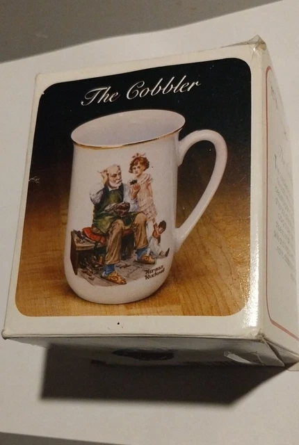 The Cobbler Norman Rockwell Porcelain Mug 4" Tall Printed in Japan